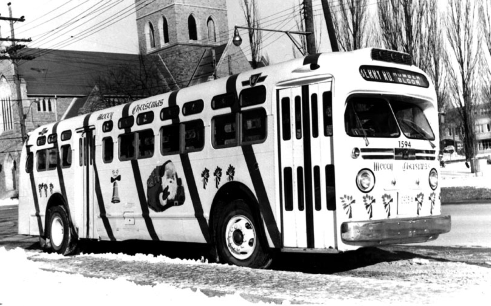 19561200 - Christmas Buses - 1594 at Prince Edward and Bloor