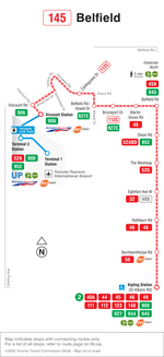 Official TTC Map of the 145 Belfield Route
