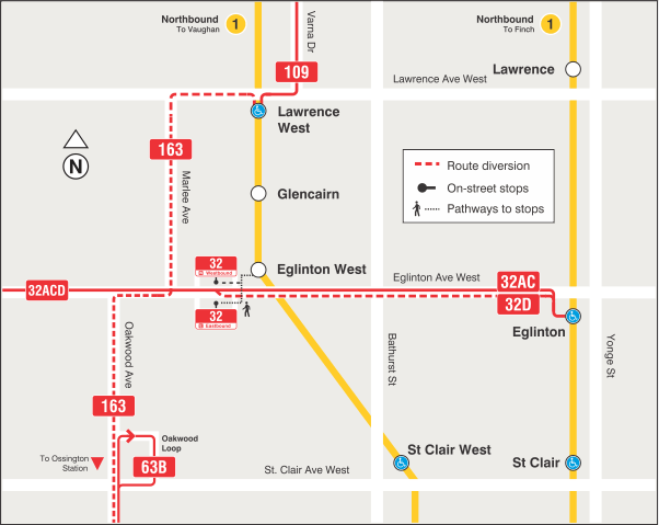 20200329 - Multiple Routes - Eglinton West Station Diversions