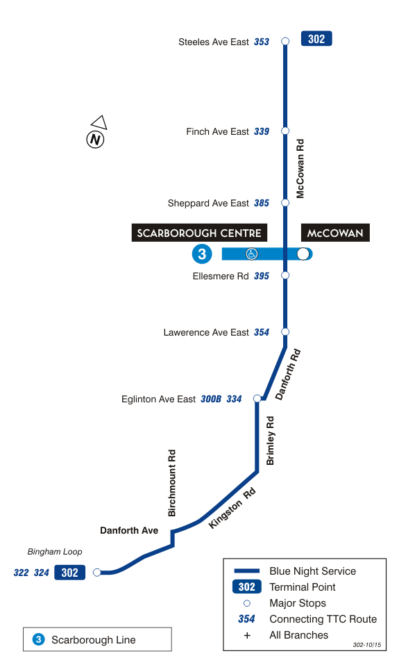 TTC 0000 302 Kingston Rd-McCowan Night 0 Current Map 2015