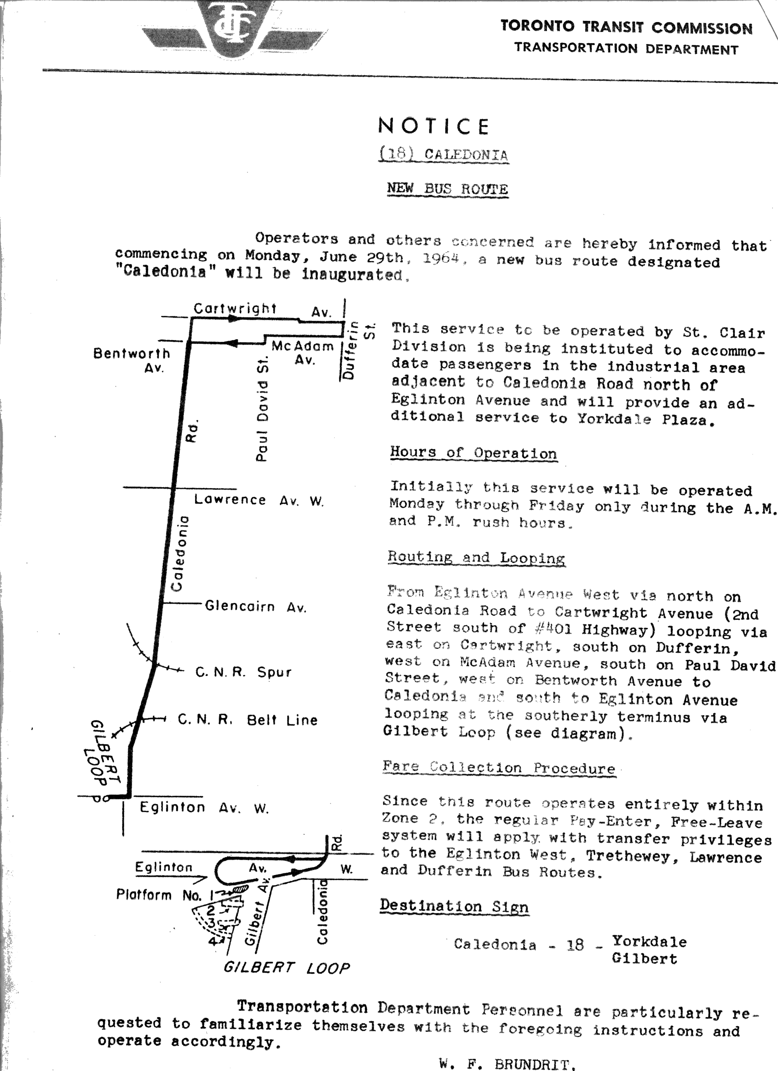 TTC 0000 18 Caledonia 1964 Orders and Notice
